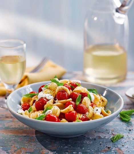 Orecchiette with burrata, tomatoes and garlic from Florence, Italy