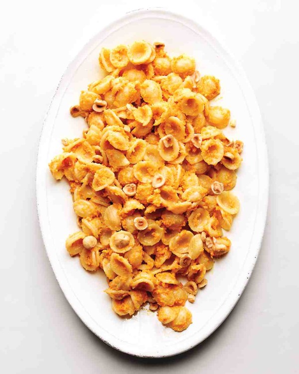Orecchiette with carrot-hazelnut pesto