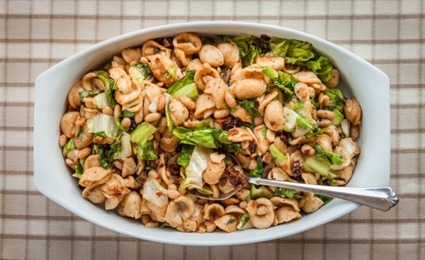 Orecchiette with escarole, white beans and toasted garlic