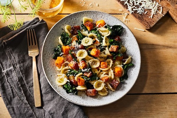 Orecchiette with guanciale, butternut squash & kale