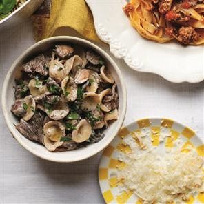 Orecchiette with mushrooms, Madeira and mascarpone