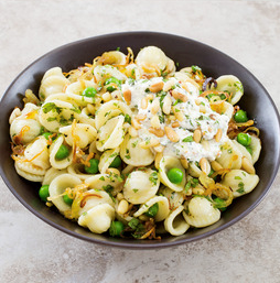 Orecchiette with peas, pine nuts, and ricotta