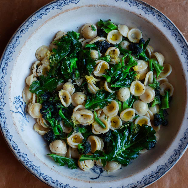 Orecchiette with purple sprouting broccoli