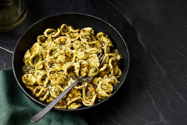Orecchiette with roasted chickpea pesto