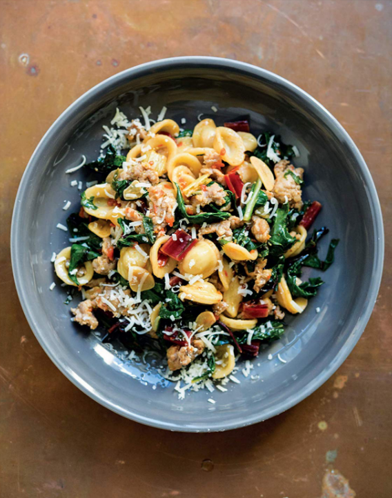 Orecchiette with sausage and chard