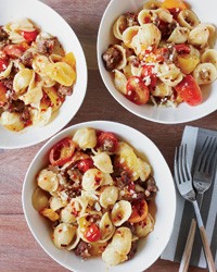 Orecchiette with sausage and cherry tomatoes