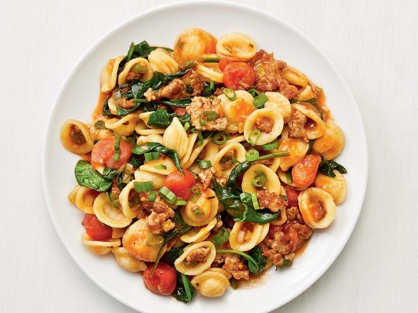 Orecchiette with sausage and spinach