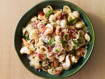 Orecchiette with shrimp, pancetta and Fresno chiles
