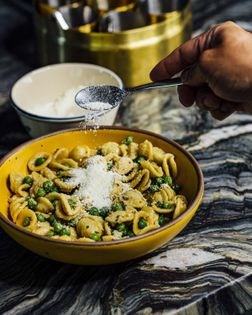Orecchiette with spiced peas