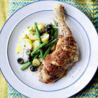 Oregano chicken with bean and potato salad