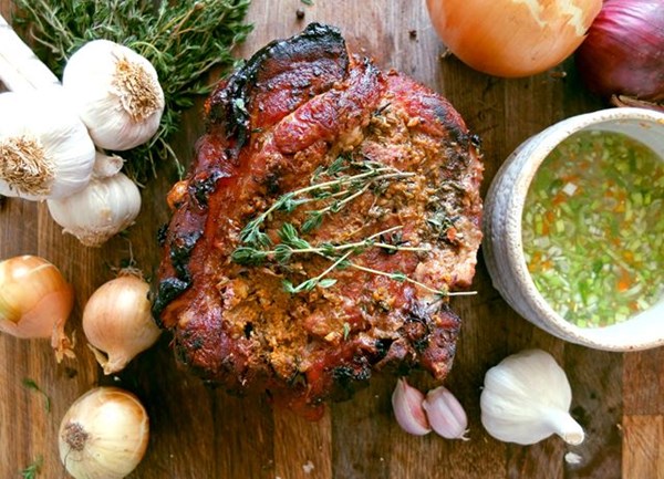 Organic Mexican roast pork shoulder with grapefruit and Scotch bonnet chilli