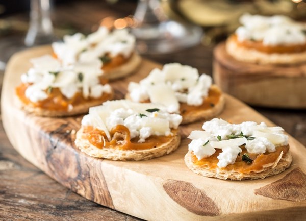Organic mini pumpkin and ricotta tarts with spiced honey