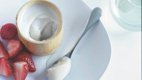 Organic soy milk panna cotta