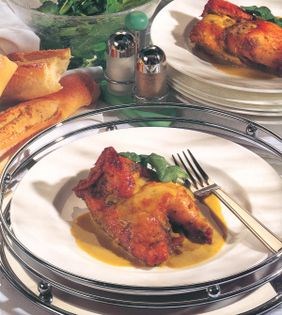 Oriental grilled poussins