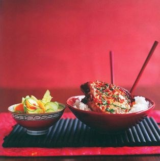 Oriental pork chops with Chinese pickled salad