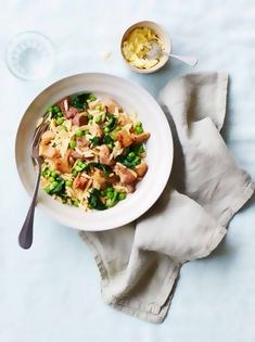 Orzo, pork and peas