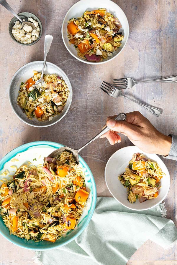 Orzo salad with grilled vegetables