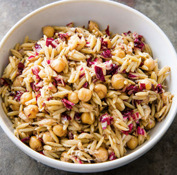 Orzo salad with pecorino, radicchio, and chickpeas