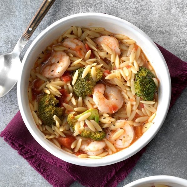 Orzo shrimp stew