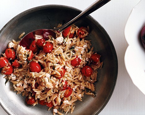 Orzo with feta, tomatoes, and dill