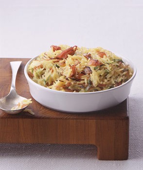 Orzo with ham and goat cheese