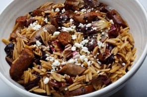Orzo with radicchio and merguez sausage