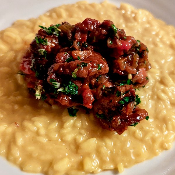 Ossibuchi-style octopus (Polpo cotto alla ossibuchi)