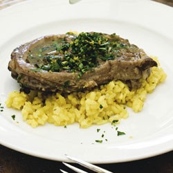 Osso buco bianco with risotto Milanese