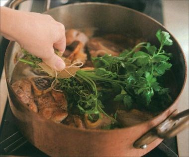 Osso buco with julienned vegetables