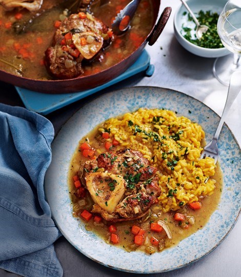 Osso buco with saffron risotto