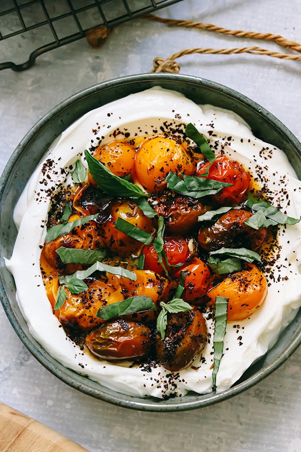 Ottolenghi’s charred roasted cherry tomatoes with cold yogurt