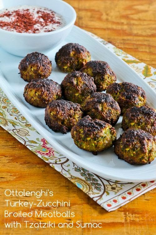 Ottolenghi's turkey-zucchini meatballs with tzatziki sauce and sumac 