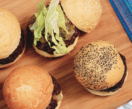 Outside-in cheddar sliders on mini buns