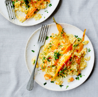 Oven-baked carrot and cheddar risotto