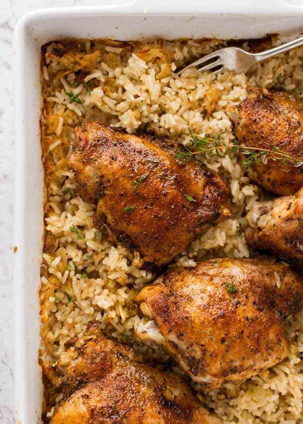 Oven baked chicken and rice