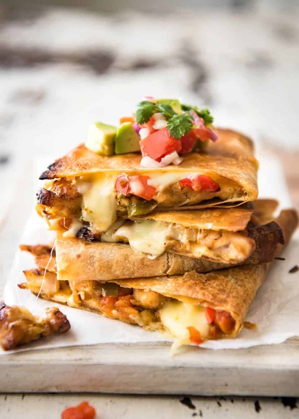 Oven baked chicken quesadillas