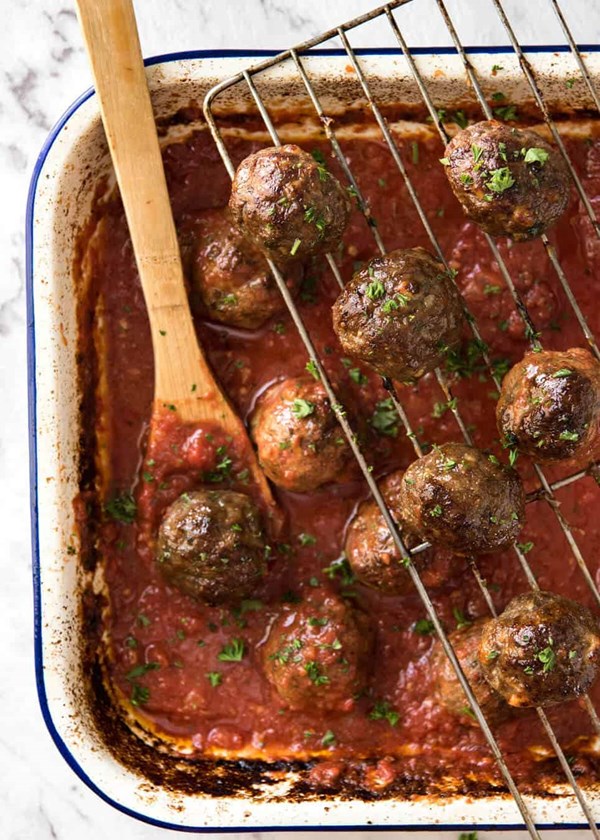 Oven baked Italian meatballs
