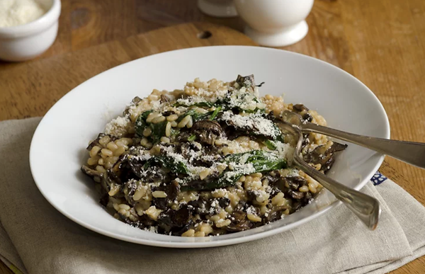 Oven baked mushroom risotto