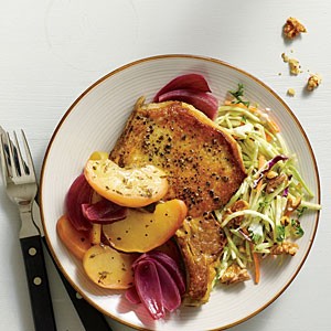 Oven-baked pork and apples