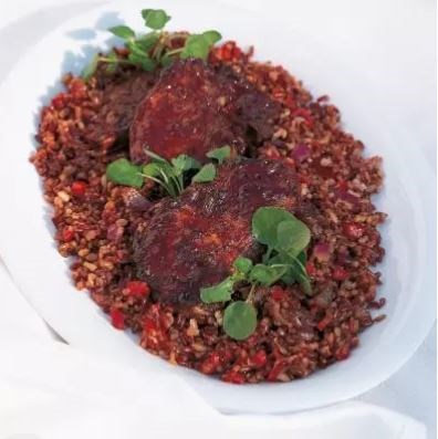 Oven-baked pork chops in maple barbecue sauce