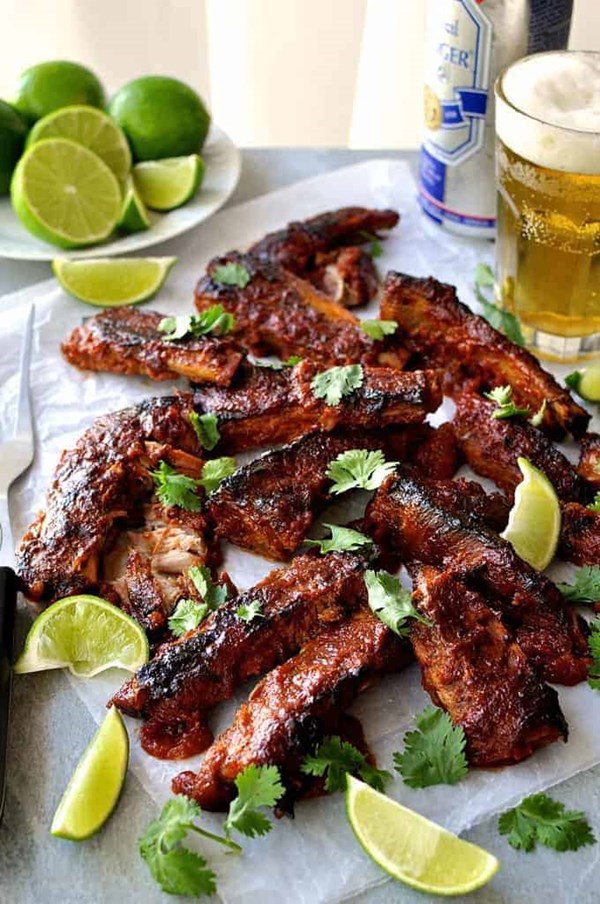 Oven baked ribs with chipotle BBQ sauce