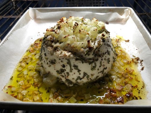 Oven-baked ricotta with onions & rosemary (Ricotta al forno)