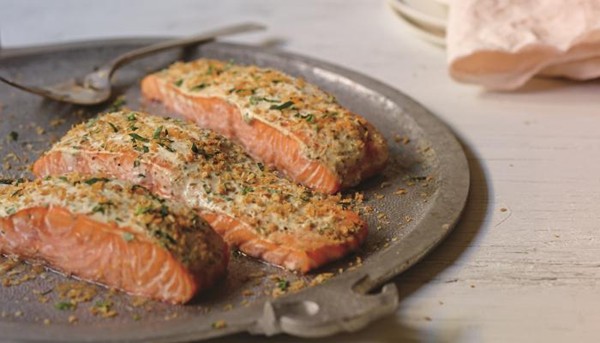 Oven-baked tarragon-scented salmon