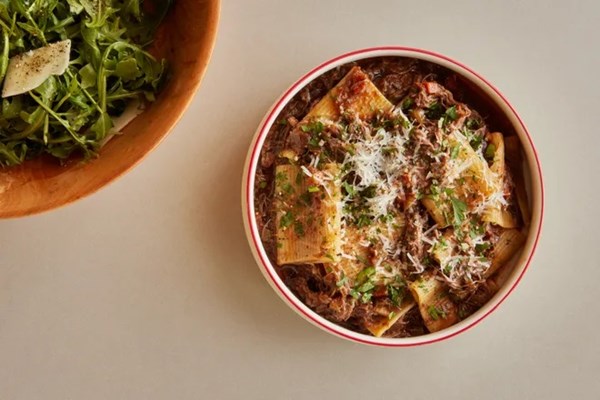 Oven-braised short rib ragu with rigatoni 