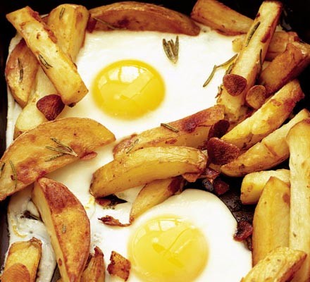 Oven egg and chips
