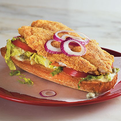 Oven-fried catfish sandwiches