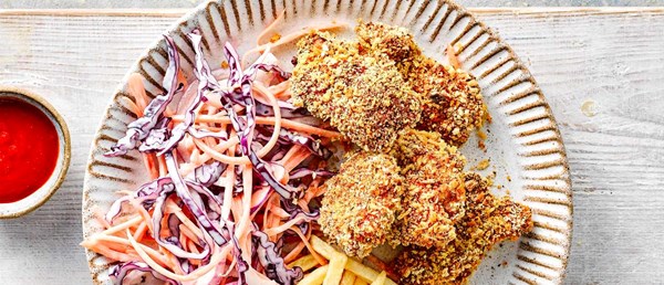 Oven 'fried' chicken and purple slaw