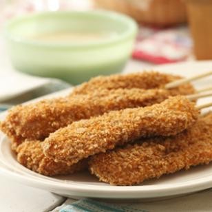Oven-fried chicken on a stick