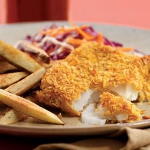 Oven-fried fish & chips