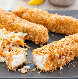 Oven-fried fish sticks with Old Bay dipping sauce